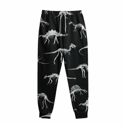 Black And White Dinosaur Fossil Print Sweatpants