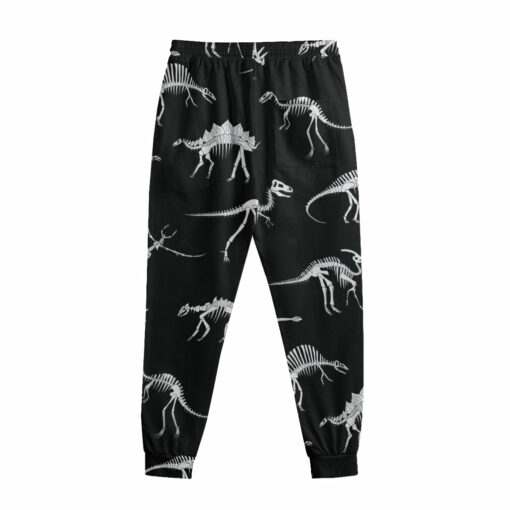 Black And White Dinosaur Fossil Print Sweatpants