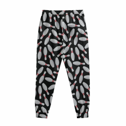 Black Bowling Pins Pattern Print Sweatpants