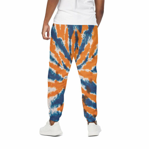 Blue And Orange Spider Tie Dye Print Cotton Sweatpants