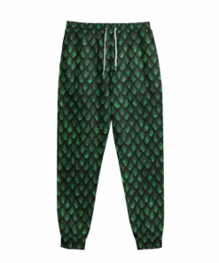 Green Dragon Scales Pattern Print Sweatpants