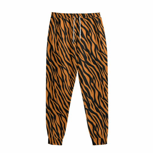 Orange And Black Tiger Stripe Print Sweatpants