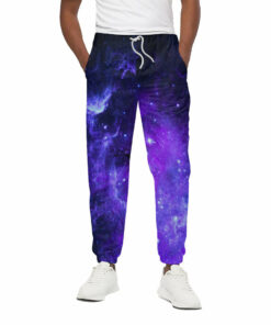 Purple Stars Nebula Galaxy Space Print Cotton Sweatpants