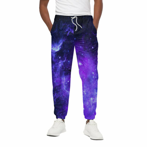Purple Stars Nebula Galaxy Space Print Cotton Sweatpants