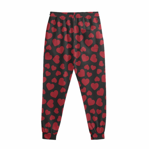 Red And Black Heart Pattern Print Sweatpants