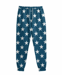 White And Blue USA Star Pattern Print Sweatpants