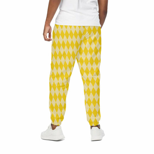 Yellow Harlequin Pattern Print Cotton Sweatpants