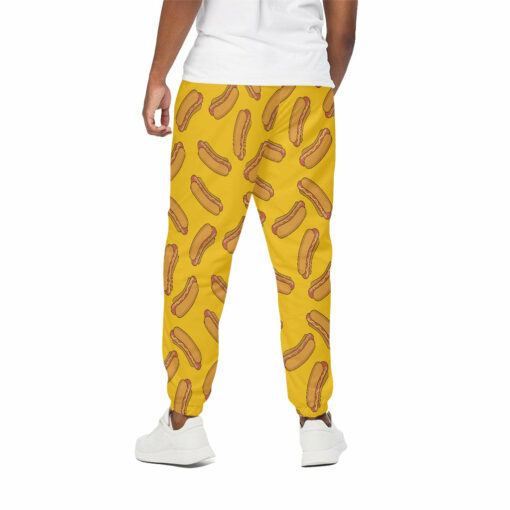Yellow Hot Dog Pattern Print Cotton Sweatpants