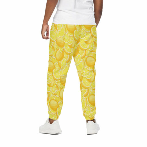 Yellow Lemon Pattern Print Cotton Sweatpants