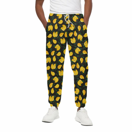 Yellow Mango Fruit Pattern Print Cotton Sweatpants