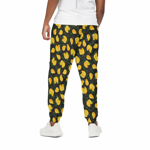 Yellow Mango Fruit Pattern Print Cotton Sweatpants