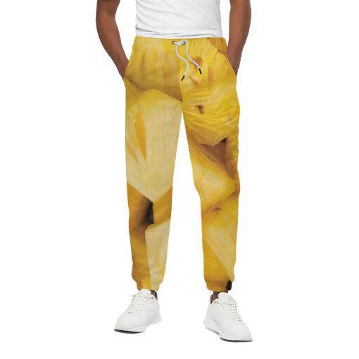 Yellow Pineapple Pieces Print Cotton Sweatpants