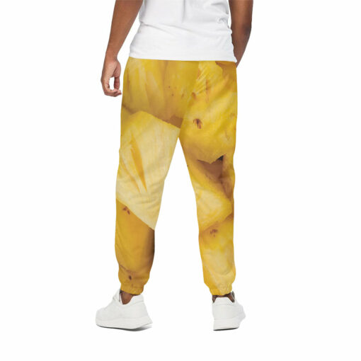 Yellow Pineapple Pieces Print Cotton Sweatpants