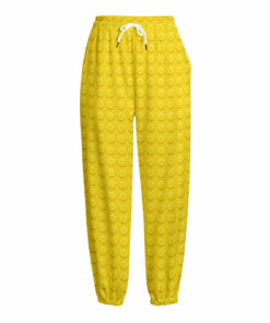 Yellow Plastic Building Blocks Print Fleece Lined Knit Pants
