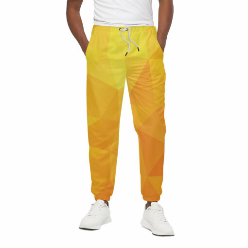 Yellow Polygonal Geometric Print Cotton Sweatpants