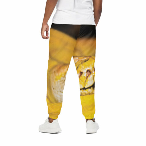 Yellow Python Snake Print Cotton Sweatpants