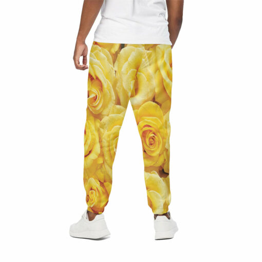 Yellow Rose Print Cotton Sweatpants