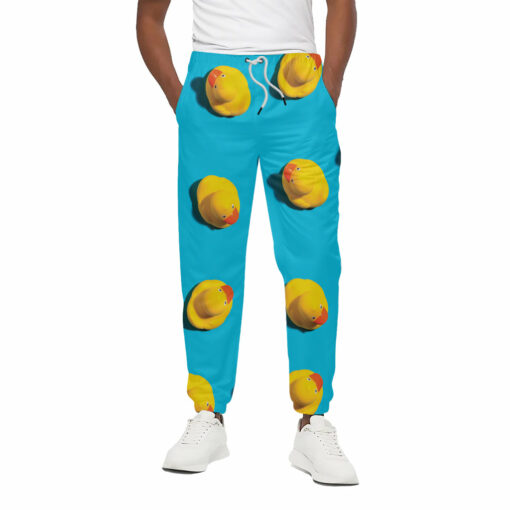 Yellow Rubber Ducks Print Cotton Sweatpants