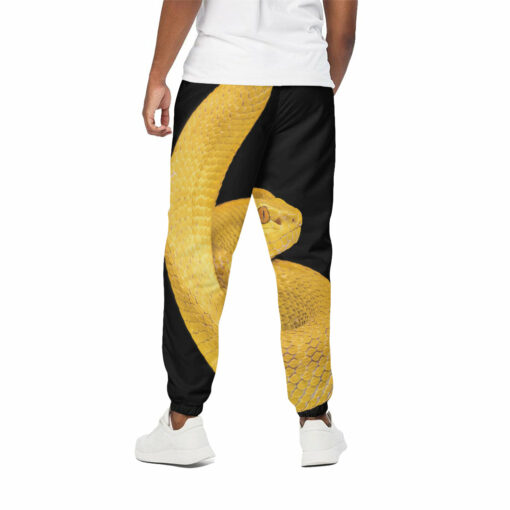 Yellow Snake Print Cotton Sweatpants
