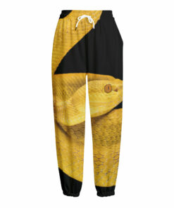 Yellow Snake Print Fleece Lined Knit Pants