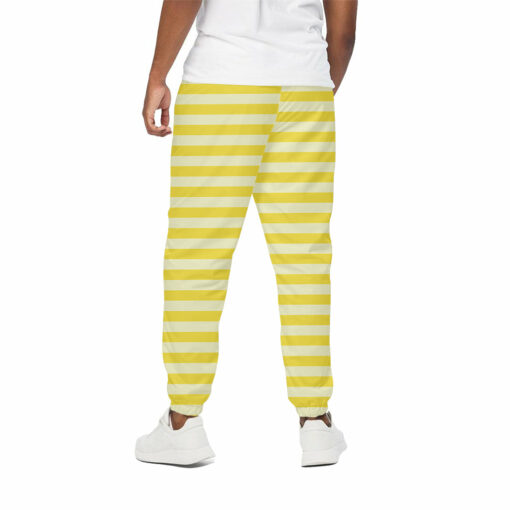 Yellow Striped Pattern Print Cotton Sweatpants