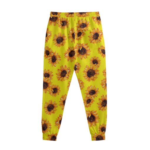 Yellow Sunflower Pattern Print Sweatpants
