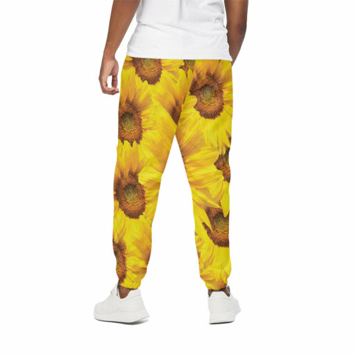 Yellow Sunflower Print Cotton Sweatpants