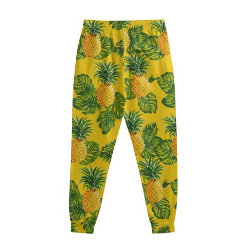 Yellow Tropical Pineapple Pattern Print Sweatpants