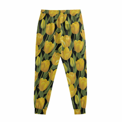 Yellow Tulip Pattern Print Sweatpants