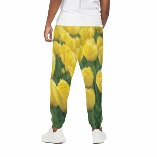 Yellow Tulip Print Cotton Sweatpants
