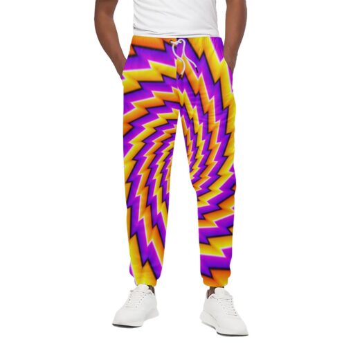 Yellow Twisted Moving Optical Illusion Cotton Sweatpants