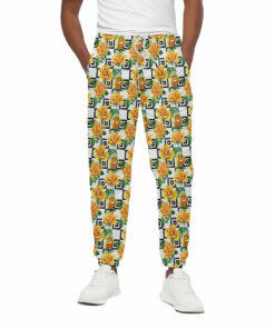 Yellow Watercolor Rose Print Cotton Sweatpants