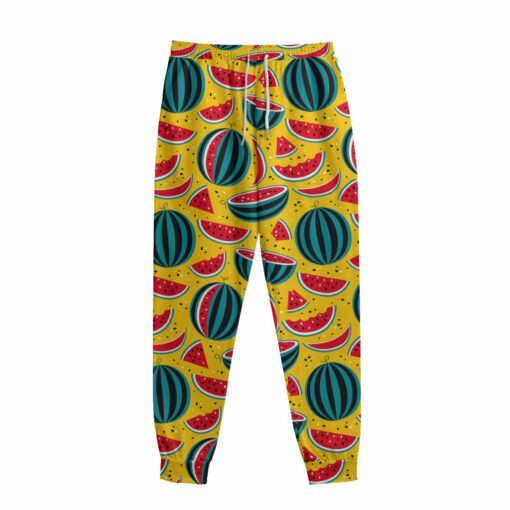 Yellow Watermelon Pieces Pattern Print Sweatpants
