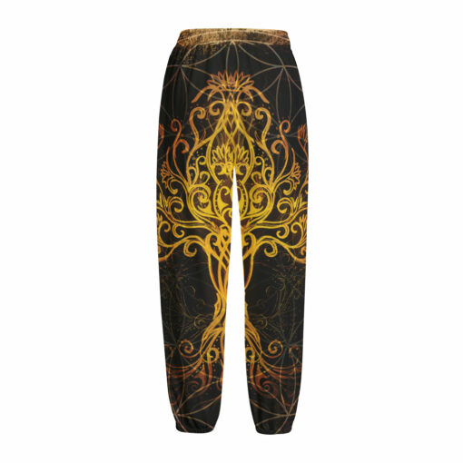 Yggdrasil Tree Of Life Print Fleece Lined Knit Pants