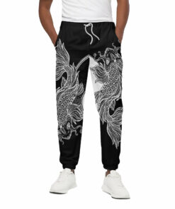 Yin And Yang Koi Carp Fish Print Cotton Sweatpants