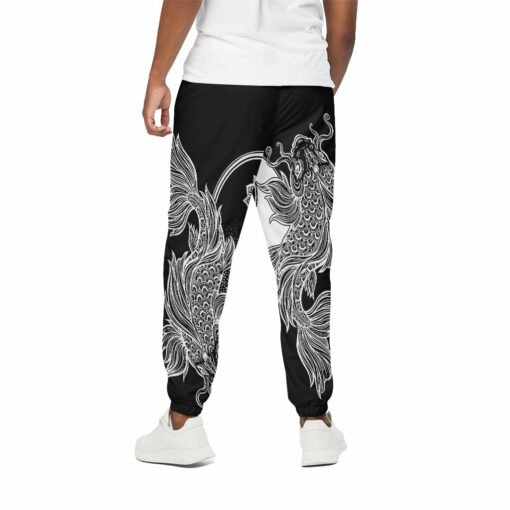 Yin And Yang Koi Carp Fish Print Cotton Sweatpants