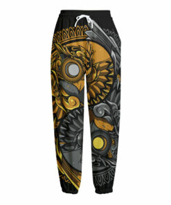 Yin Yang Owl Print Fleece Lined Knit Pants