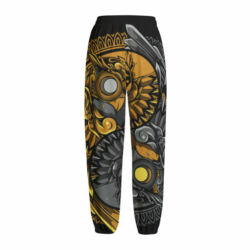 Yin Yang Owl Print Fleece Lined Knit Pants