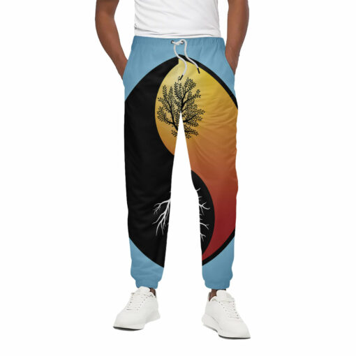 Yin Yang Tree Of Life Print Cotton Sweatpants