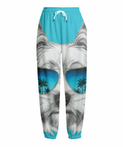 Yorkshire Terrier With Sunglasses Print Fleece Lined Knit Pants