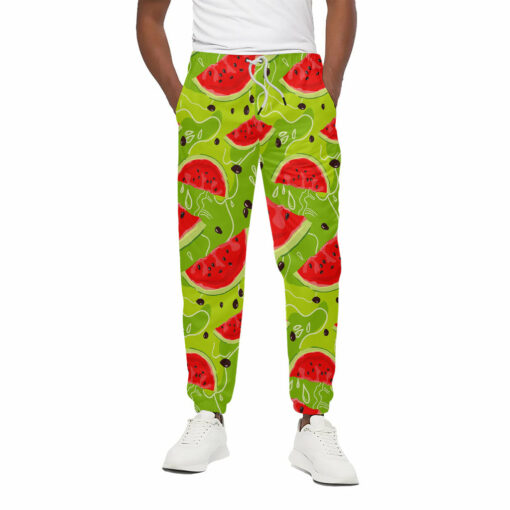Yummy Watermelon Pieces Pattern Print Cotton Sweatpants