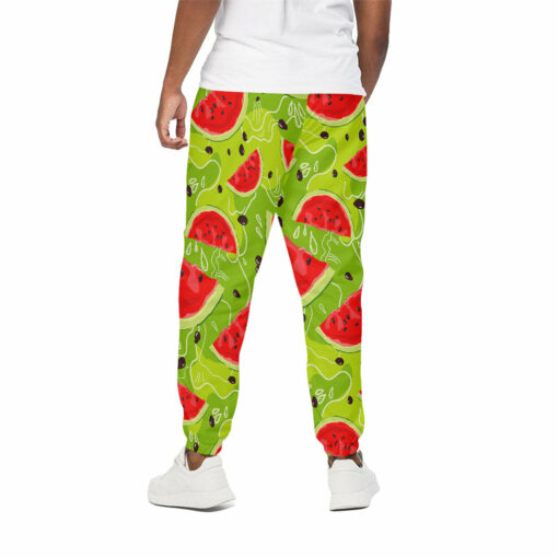 Yummy Watermelon Pieces Pattern Print Cotton Sweatpants
