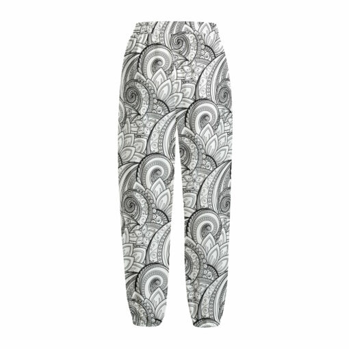 Zentangle Flower Pattern Print Fleece Lined Knit Pants