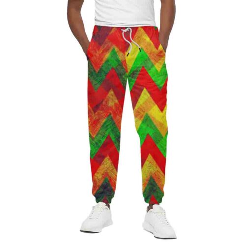 Zig Zag Reggae Pattern Print Cotton Sweatpants