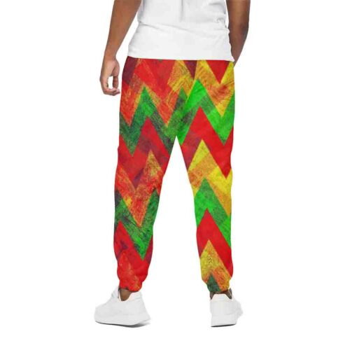 Zig Zag Reggae Pattern Print Cotton Sweatpants