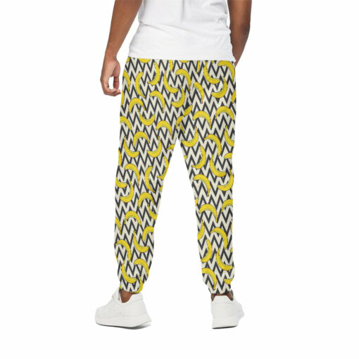 Zigzag Banana Pattern Print Cotton Sweatpants