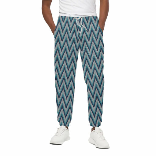 Zigzag Knitted Pattern Print Cotton Sweatpants