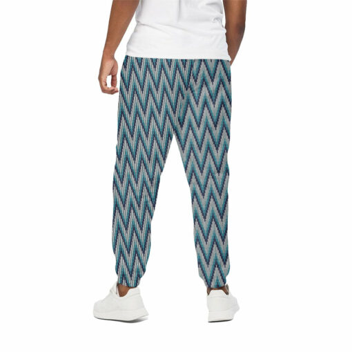 Zigzag Knitted Pattern Print Cotton Sweatpants