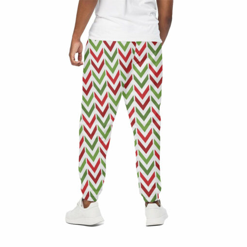 Zigzag Merry Christmas Pattern Print Cotton Sweatpants