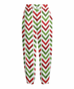Zigzag Merry Christmas Pattern Print Fleece Lined Knit Pants